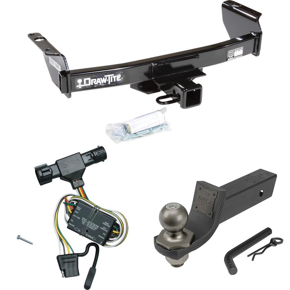 Fits 1994-2008 Mazda B3000 Trailer Hitch Tow PKG w/ 4-Flat Wiring + Interlock Tactical Starter Kit w/ 2" Drop & 2" Ball By Draw-Tite