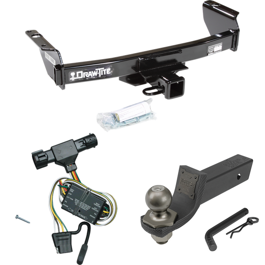 Fits 1994-2008 Mazda B3000 Trailer Hitch Tow PKG w/ 4-Flat Wiring + Interlock Tactical Starter Kit w/ 2" Drop & 2" Ball By Draw-Tite