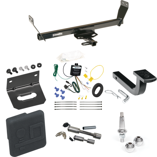 Fits 2007-2010 Chrysler Sebring Trailer Hitch Tow PKG w/ 4-Flat Wiring Harness + Draw-Bar + Interchangeable 1-7/8" & 2" Balls + Wiring Bracket + Hitch Cover + Dual Hitch & Coupler Locks (Excludes: Convertible Models) By Draw-Tite