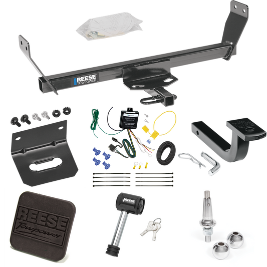 Fits 2011-2011 Chrysler 200 Trailer Hitch Tow PKG w/ 4-Flat Wiring Harness + Draw-Bar + Interchangeable 1-7/8" & 2" Balls + Wiring Bracket + Hitch Cover + Hitch Lock (For Convertible Models) By Reese Towpower