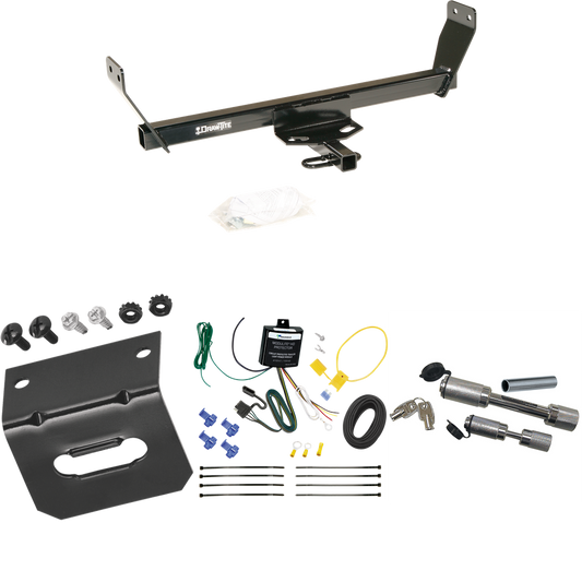 Fits 2008-2011 Dodge Avenger Trailer Hitch Tow PKG w/ 4-Flat Wiring Harness + Wiring Bracket + Dual Hitch & Coupler Locks By Draw-Tite