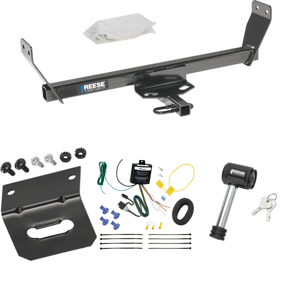 Fits 2008-2011 Dodge Avenger Trailer Hitch Tow PKG w/ 4-Flat Wiring Harness + Wiring Bracket + Hitch Lock By Reese Towpower