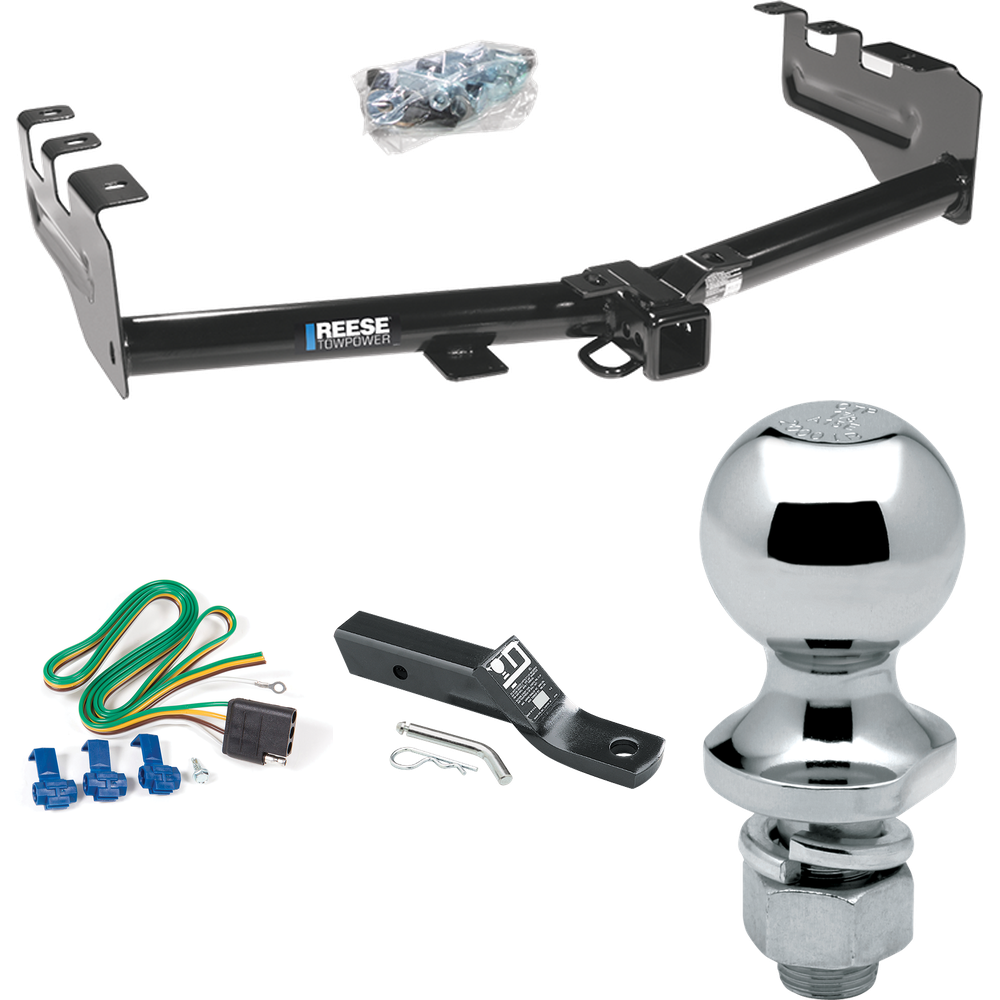 Fits 2005-2007 Chevrolet Silverado 1500 HD Trailer Hitch Tow PKG w/ 4-Flat Wiring + Ball Mount w/ 2" Drop + 1-7/8" Ball (For (Classic) Models) By Reese Towpower