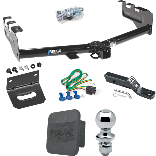 Fits 2005-2007 Chevrolet Silverado 1500 HD Trailer Hitch Tow PKG w/ 4-Flat Wiring + Ball Mount w/ 2" Drop + 1-7/8" Ball + Wiring Bracket + Hitch Cover (For (Classic) Models) By Reese Towpower