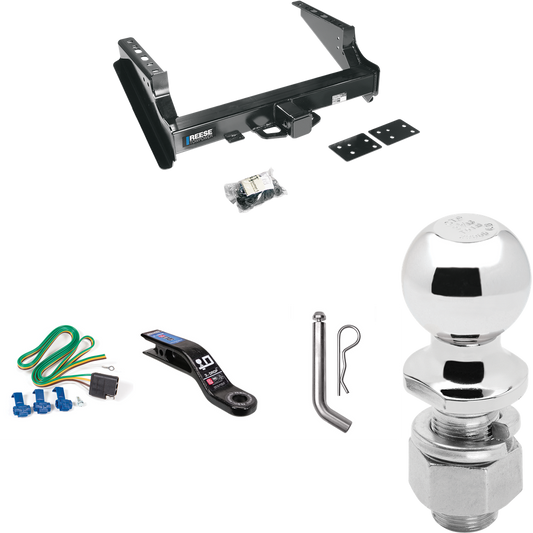 Fits 1999-2023 Ford F-350 Super Duty Trailer Hitch Tow PKG w/ 4-Flat Wiring Harness + Ball Mount w/ 3" Drop + Pin/Clip + 2-5/16" Ball (Excludes: Cab & Chassis Models) By Reese Towpower