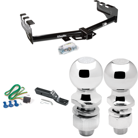 Fits 1999-2004 Chevrolet Silverado 2500 Trailer Hitch Tow PKG w/ 4-Flat Wiring + Ball Mount w/ 2" Drop + 2" Ball + 2-5/16" Ball By Draw-Tite