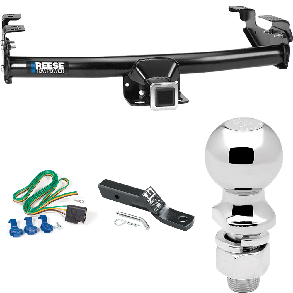 Fits 2005-2007 GMC Sierra 1500 HD Trailer Hitch Tow PKG w/ 4-Flat Wiring + Ball Mount w/ 2" Drop + 2-5/16" Ball (For (Classic) Models) By Reese Towpower