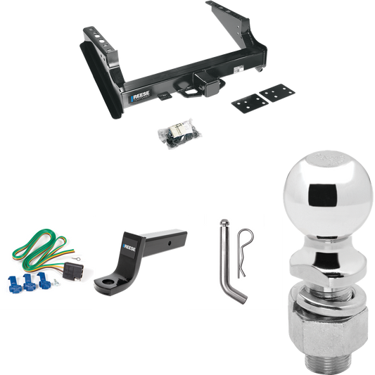 Fits 1999-2023 Ford F-350 Super Duty Trailer Hitch Tow PKG w/ 4-Flat Wiring Harness + Ball Mount w/ 5" Drop + Pin/Clip + 2-5/16" Ball (Excludes: Cab & Chassis Models) By Reese Towpower