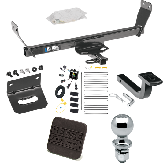 Se adapta al paquete de remolque con enganche para remolque Dodge Avenger 2008-2011 con arnés de cableado de 4 contactos planos "sin empalme" + barra de tracción + bola de 2" + soporte de cableado + cubierta de enganche de Reese Towpower