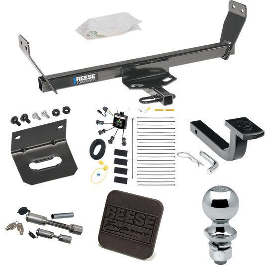 Fits 2007-2010 Chrysler Sebring Trailer Hitch Tow PKG w/ 4-Flat Zero Contact "No Splice" Wiring Harness + Draw-Bar + 2" Ball + Wiring Bracket + Hitch Cover + Dual Hitch & Coupler Locks (For Convertible Models) By Reese Towpower