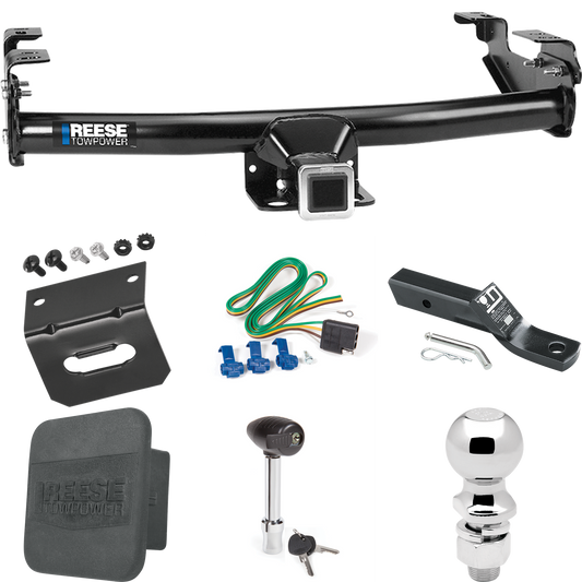 Fits 1980-1983 Ford F-100 Trailer Hitch Tow PKG w/ 4-Flat Wiring + Ball Mount w/ 2" Drop + 2-5/16" Ball + Wiring Bracket + Hitch Lock + Hitch Cover (Excludes: w/Custom Fascia Models) By Reese Towpower