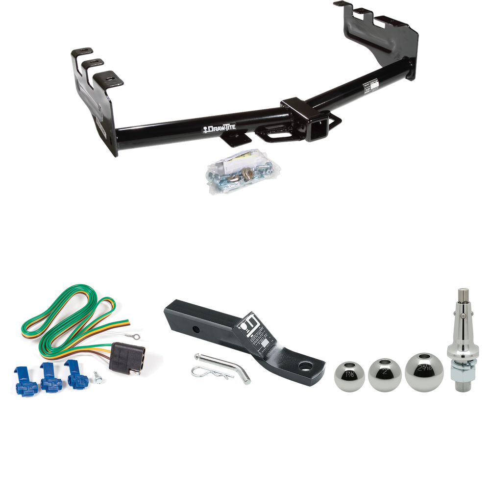 Fits 2003-2007 GMC Sierra 1500 Trailer Hitch Tow PKG w/ 4-Flat Wiring + Ball Mount w/ 2" Drop + Interchangeable Ball 1-7/8" & 2" & 2-5/16" (For (Classic) Models) By Draw-Tite