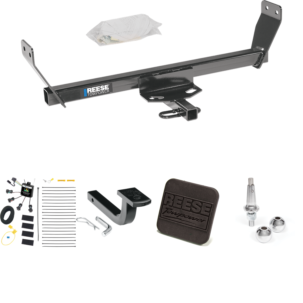 Fits 2008-2011 Dodge Avenger Trailer Hitch Tow PKG w/ 4-Flat Zero Contact "No Splice" Wiring Harness + Draw-Bar + Interchangeable 1-7/8" & 2" Balls + Hitch Cover By Reese Towpower