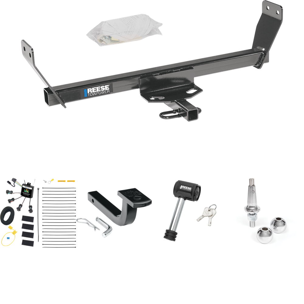 Fits 2011-2011 Chrysler 200 Trailer Hitch Tow PKG w/ 4-Flat Zero Contact "No Splice" Wiring Harness + Draw-Bar + Interchangeable 1-7/8" & 2" Balls + Hitch Lock (For Convertible Models) By Reese Towpower