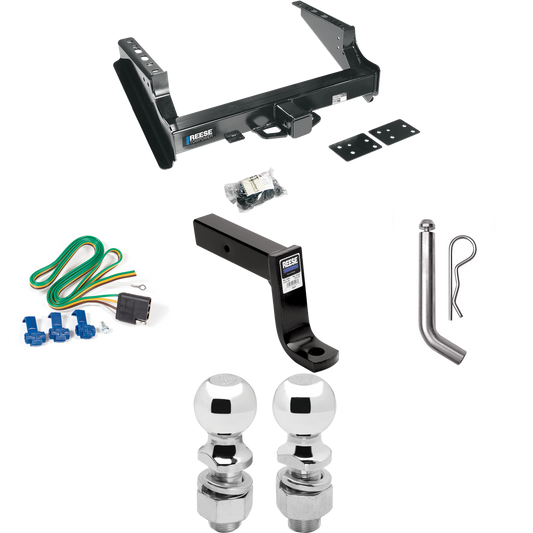 Fits 2008-2023 Ford F-450 Super Duty Trailer Hitch Tow PKG w/ 4-Flat Wiring Harness + Ball Mount w/ 7-3/4" Drop + Pin/Clip + 2" Ball + 2-5/16" Ball (Excludes: Cab & Chassis Models) By Reese Towpower