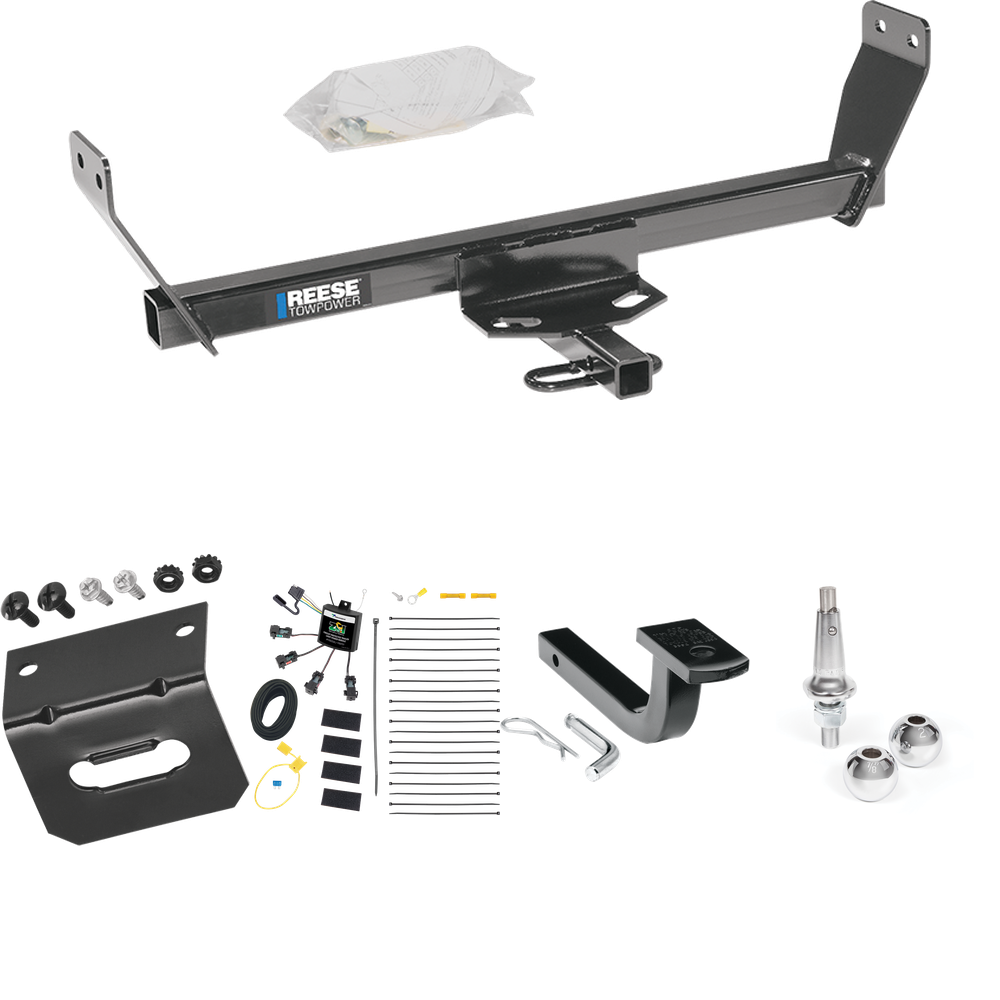 Se adapta al paquete de enganche de remolque Dodge Avenger 2008-2011 con arnés de cableado de 4 contactos planos "sin empalme" + barra de tracción + bolas intercambiables de 1-7/8" y 2" + soporte de cableado de Reese Towpower