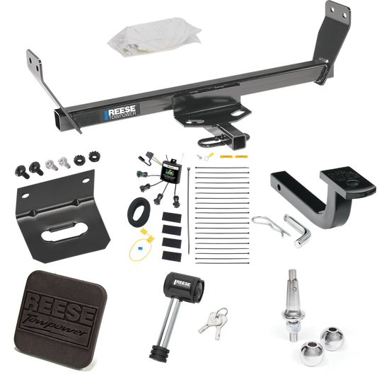 Fits 2007-2010 Chrysler Sebring Trailer Hitch Tow PKG w/ 4-Flat Zero Contact "No Splice" Wiring Harness + Draw-Bar + Interchangeable 1-7/8" & 2" Balls + Wiring Bracket + Hitch Cover + Hitch Lock (For Convertible Models) By Reese Towpower