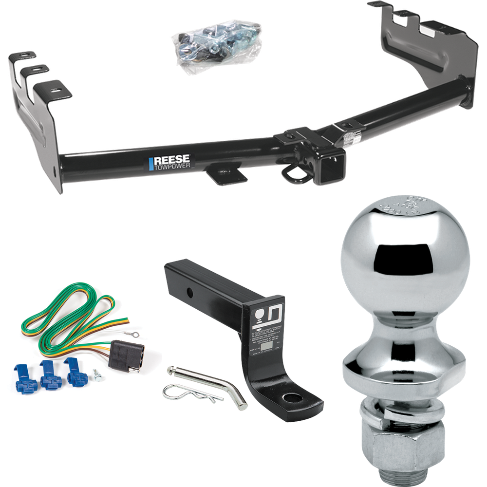 Fits 2005-2007 GMC Sierra 1500 HD Trailer Hitch Tow PKG w/ 4-Flat Wiring + Ball Mount w/ 4" Drop + 1-7/8" Ball (For (Classic) Models) By Reese Towpower