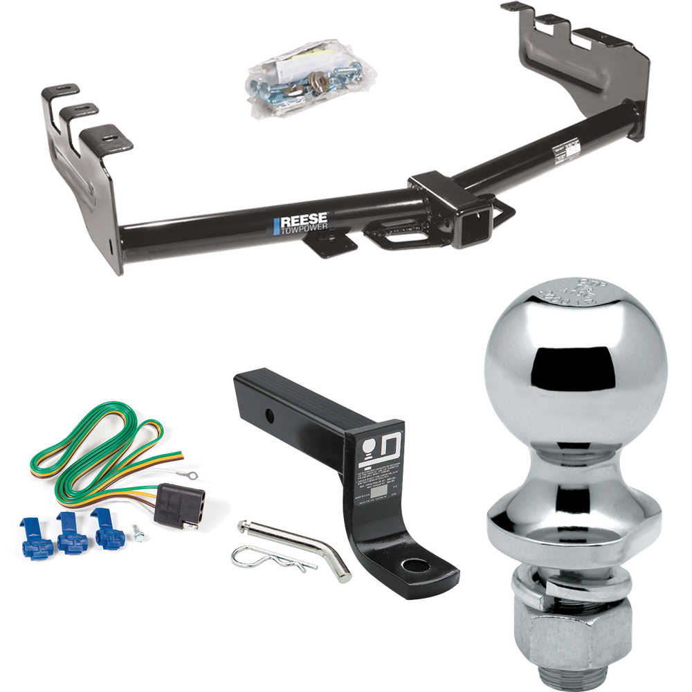 Fits 2005-2007 Chevrolet Silverado 1500 HD Trailer Hitch Tow PKG w/ 4-Flat Wiring + Ball Mount w/ 4" Drop + 1-7/8" Ball (For (Classic) Models) By Reese Towpower