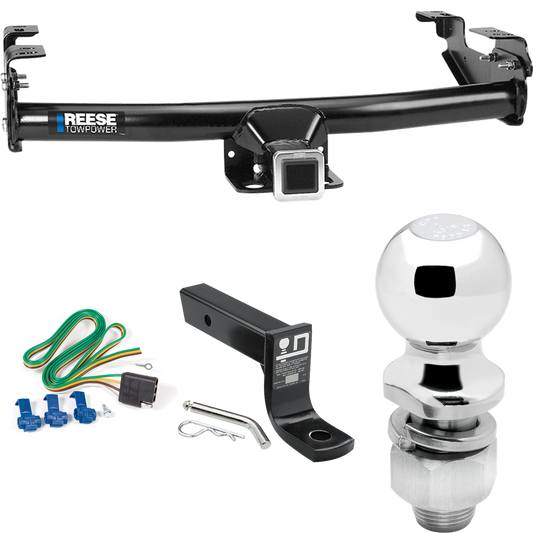 Fits 1986-1989 Dodge D100 Trailer Hitch Tow PKG w/ 4-Flat Wiring + Ball Mount w/ 4" Drop + 2" Ball By Reese Towpower