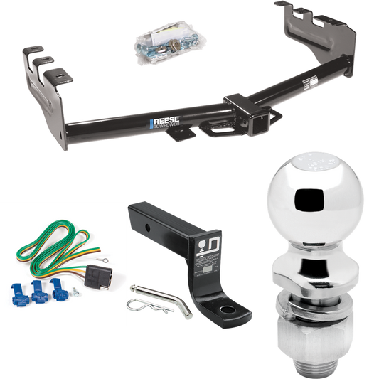 Fits 1999-2004 GMC Sierra 2500 Trailer Hitch Tow PKG w/ 4-Flat Wiring + Ball Mount w/ 4" Drop + 2" Ball By Reese Towpower