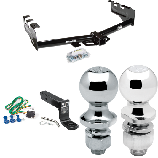 Fits 1999-2004 Chevrolet Silverado 2500 Trailer Hitch Tow PKG w/ 4-Flat Wiring + Ball Mount w/ 4" Drop + 2" Ball + 1-7/8" Ball By Draw-Tite