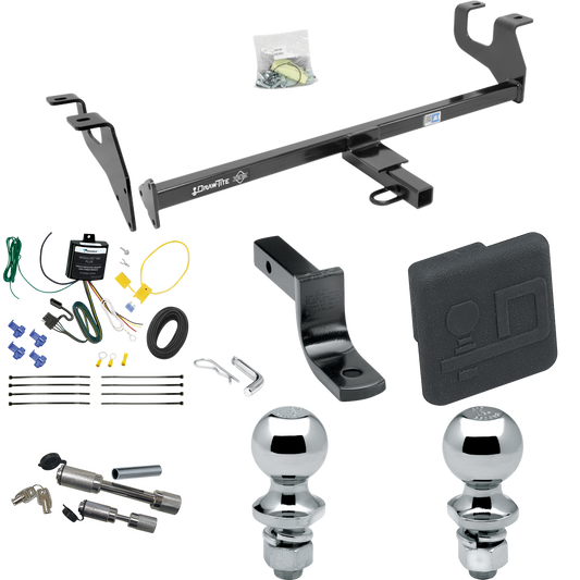 Fits 2015-2017 Chrysler 200 Trailer Hitch Tow PKG w/ 4-Flat Wiring Harness + Draw-Bar + 1-7/8" + 2" Ball + Hitch Cover + Dual Hitch & Coupler Locks (For Sedan Models) By Draw-Tite