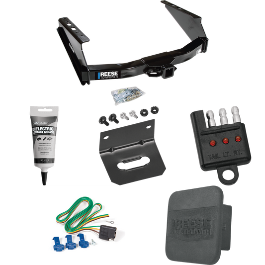 Fits 1999-2023 Ford F-350 Super Duty Trailer Hitch Tow PKG w/ 4-Flat Wiring Harness + Hitch Cover + Wiring Bracket + Wiring Tester + Electric Grease (Excludes: Cab & Chassis Models) By Reese Towpower