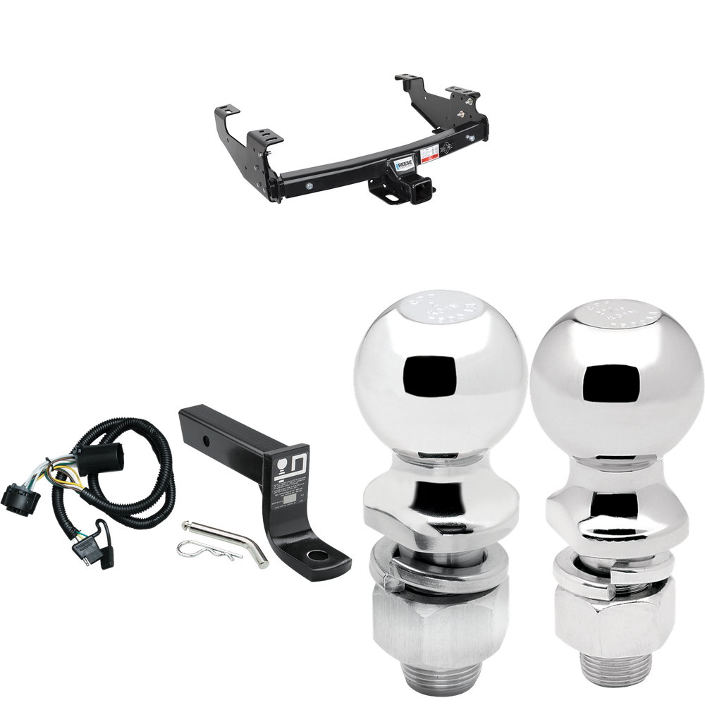 Fits 2007-2007 GMC Sierra 1500 Trailer Hitch Tow PKG w/ 4-Flat Wiring + Ball Mount w/ 4" Drop + 2" Ball + 2-5/16" Ball (For (Classic) Models) By Reese Towpower