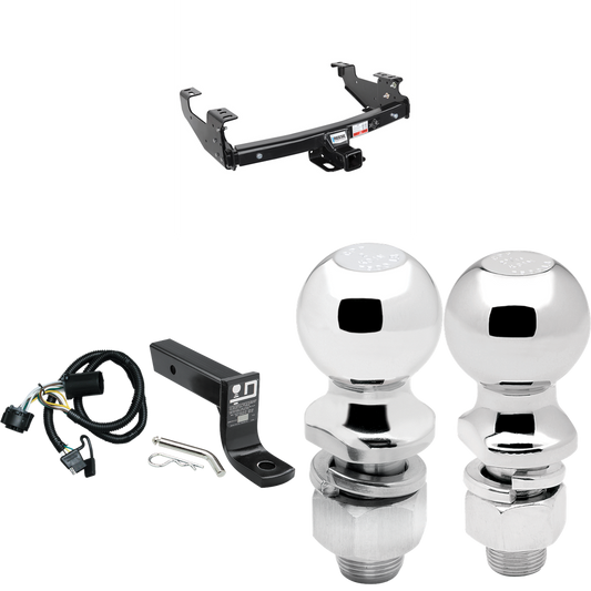 Fits 2007-2007 GMC Sierra 1500 Trailer Hitch Tow PKG w/ 4-Flat Wiring + Ball Mount w/ 4" Drop + 2" Ball + 2-5/16" Ball (For (Classic) Models) By Reese Towpower