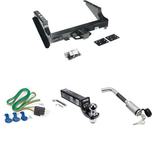 Fits 1999-2016 Ford F-250 Super Duty Trailer Hitch Tow PKG w/ 4-Flat Wiring Harness + Interlock Ball Mount Starter Kit 3" Drop w/ 2" Ball + Hitch Lock (Excludes: Cab & Chassis Models) By Draw-Tite