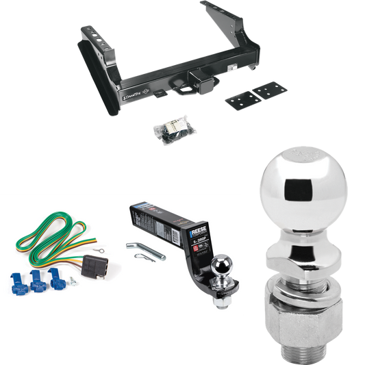 Fits 2008-2016 Ford F-450 Super Duty Trailer Hitch Tow PKG w/ 4-Flat Wiring Harness + Interlock Ball Mount Starter Kit 5" Drop w/ 2" Ball + 2-5/16" Ball (Excludes: Cab & Chassis Models) By Draw-Tite