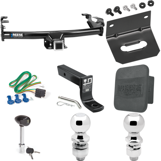 Fits 1980-1986 Ford F-150 Trailer Hitch Tow PKG w/ 4-Flat Wiring + Ball Mount w/ 4" Drop + 2" Ball + 2-5/16" Ball + Wiring Bracket + Hitch Lock + Hitch Cover (Excludes: w/Custom Fascia Models) By Reese Towpower