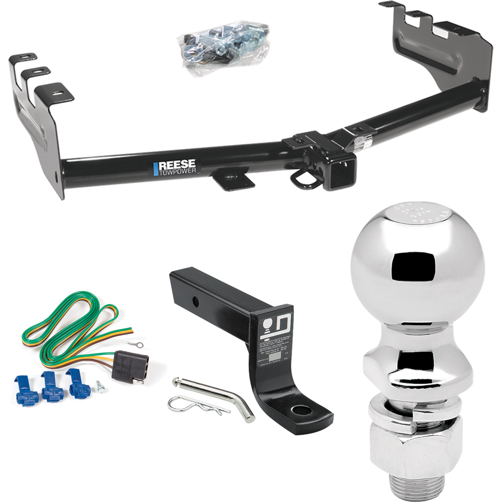 Fits 1999-2004 GMC Sierra 2500 Trailer Hitch Tow PKG w/ 4-Flat Wiring + Ball Mount w/ 4" Drop + 2-5/16" Ball By Reese Towpower