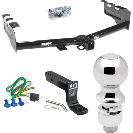 Fits 1999-2004 GMC Sierra 2500 Trailer Hitch Tow PKG w/ 4-Flat Wiring + Ball Mount w/ 4" Drop + 2-5/16" Ball By Reese Towpower