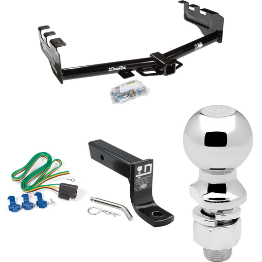 Fits 1999-2002 GMC Sierra 1500 Trailer Hitch Tow PKG w/ 4-Flat Wiring + Ball Mount w/ 4" Drop + 2-5/16" Ball By Draw-Tite