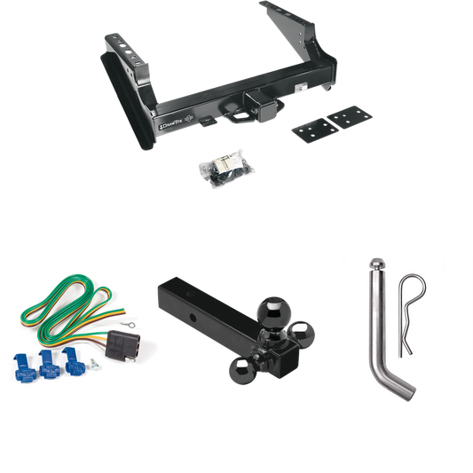 Fits 1999-2016 Ford F-350 Super Duty Trailer Hitch Tow PKG w/ 4-Flat Wiring Harness + Triple Ball Ball Mount 1-7/8" & 2" & 2-5/16" Trailer Balls + Pin/Clip (Excludes: Cab & Chassis Models) By Draw-Tite