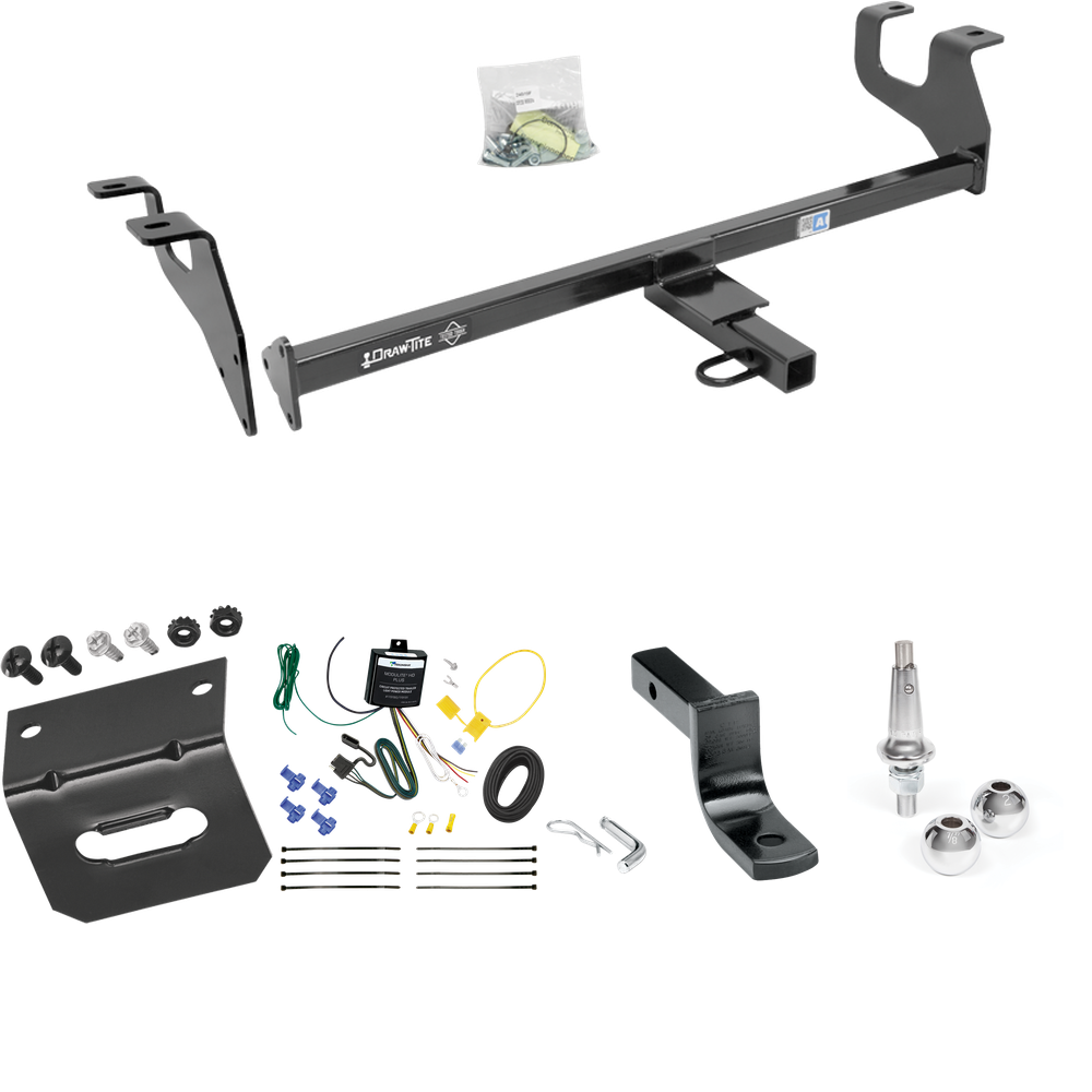 Fits 2015-2017 Chrysler 200 Trailer Hitch Tow PKG w/ 4-Flat Wiring Harness + Draw-Bar + Interchangeable 1-7/8" & 2" Balls + Wiring Bracket (For Sedan Models) By Draw-Tite