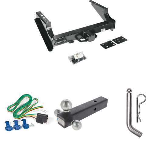 Fits 2008-2016 Ford F-450 Super Duty Trailer Hitch Tow PKG w/ 4-Flat Wiring Harness + Triple Ball Ball Mount 1-7/8" & 2" & 2-5/16" Trailer Balls + Pin/Clip (Excludes: Cab & Chassis Models) By Draw-Tite