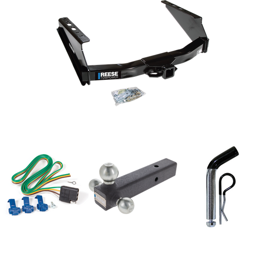 Fits 1999-2023 Ford F-350 Super Duty Trailer Hitch Tow PKG w/ 4-Flat Wiring Harness + Triple Ball Ball Mount 1-7/8" & 2" & 2-5/16" Trailer Balls + Pin/Clip (Excludes: Cab & Chassis Models) By Reese Towpower