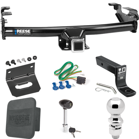 Fits 1981-1993 Dodge W250 Trailer Hitch Tow PKG w/ 4-Flat Wiring + Ball Mount w/ 4" Drop + 2-5/16" Ball + Wiring Bracket + Hitch Lock + Hitch Cover By Reese Towpower