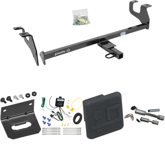 Fits 2015-2017 Chrysler 200 Trailer Hitch Tow PKG w/ 4-Flat Wiring Harness + Hitch Cover + Dual Hitch & Coupler Locks (For Sedan Models) By Draw-Tite