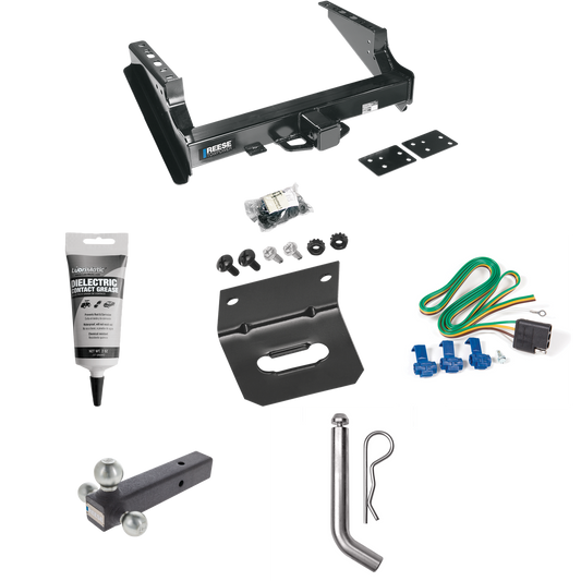 Fits 1999-2023 Ford F-350 Super Duty Trailer Hitch Tow PKG w/ 4-Flat Wiring Harness + Triple Ball Ball Mount 1-7/8" & 2" & 2-5/16" Trailer Balls + Pin/Clip + Wiring Bracket + Electric Grease (Excludes: Cab & Chassis Models) By Reese Towpower