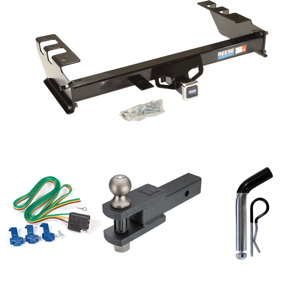 Fits 2005-2007 Chevrolet Silverado 1500 HD Trailer Hitch Tow PKG w/ 4-Flat Wiring + Clevis Hitch Ball Mount w/ 2" Ball + Pin/Clip By Reese Towpower