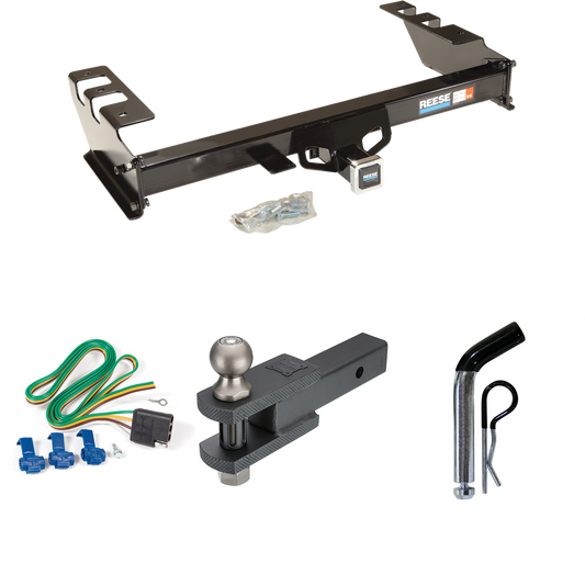 Fits 2005-2007 Chevrolet Silverado 1500 HD Trailer Hitch Tow PKG w/ 4-Flat Wiring + Clevis Hitch Ball Mount w/ 2" Ball + Pin/Clip By Reese Towpower