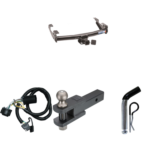 Fits 1999-2004 GMC Sierra 2500 Trailer Hitch Tow PKG w/ 4-Flat Wiring + Clevis Hitch Ball Mount w/ 2" Ball + Pin/Clip By Reese Towpower