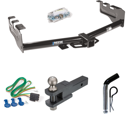 Fits 1999-2002 GMC Sierra 1500 Trailer Hitch Tow PKG w/ 4-Flat Wiring + Clevis Hitch Ball Mount w/ 2" Ball + Pin/Clip By Reese Towpower