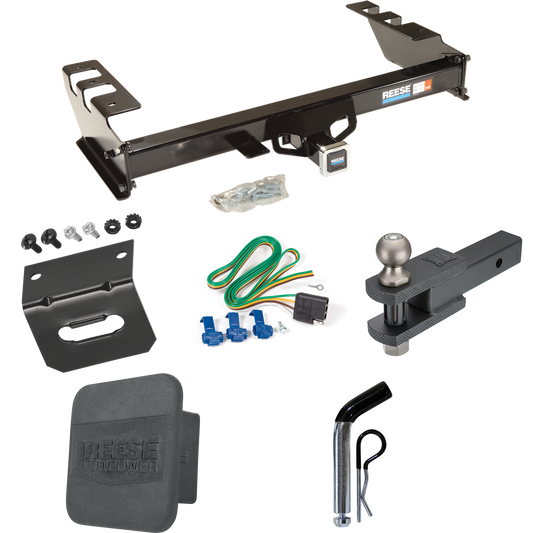 Fits 2003-2007 Chevrolet Silverado 1500 Trailer Hitch Tow PKG w/ 4-Flat Wiring + Clevis Hitch Ball Mount w/ 2" Ball + Pin/Clip + Wiring Bracket + Hitch Cover (For (Classic) Models) By Reese Towpower