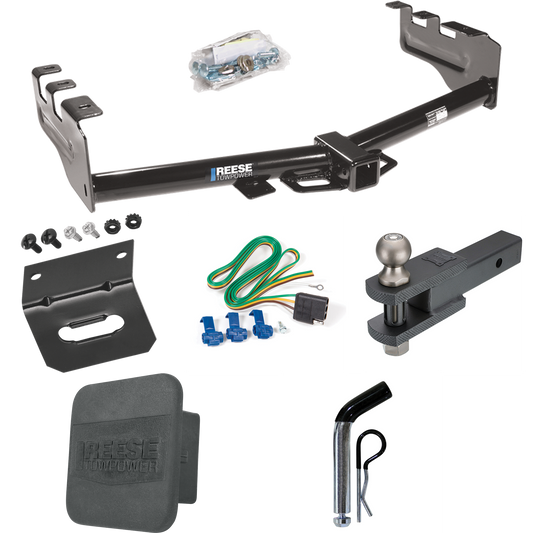 Fits 2003-2007 Chevrolet Silverado 1500 Trailer Hitch Tow PKG w/ 4-Flat Wiring + Clevis Hitch Ball Mount w/ 2" Ball + Pin/Clip + Wiring Bracket + Hitch Cover (For (Classic) Models) By Reese Towpower