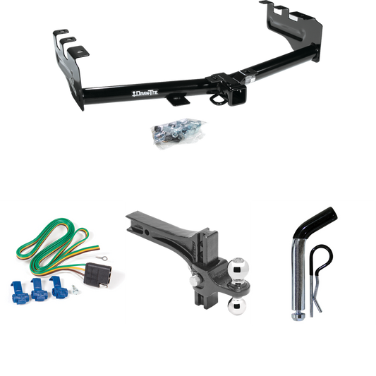 Se adapta al paquete de enganche de remolque Chevrolet Silverado 2500 1999-2004 con 4 cables planos + soporte de bola de elevación de caída ajustable doble bolas de remolque de 2" y 2-5/16" + pasador/clip de Draw-Tite